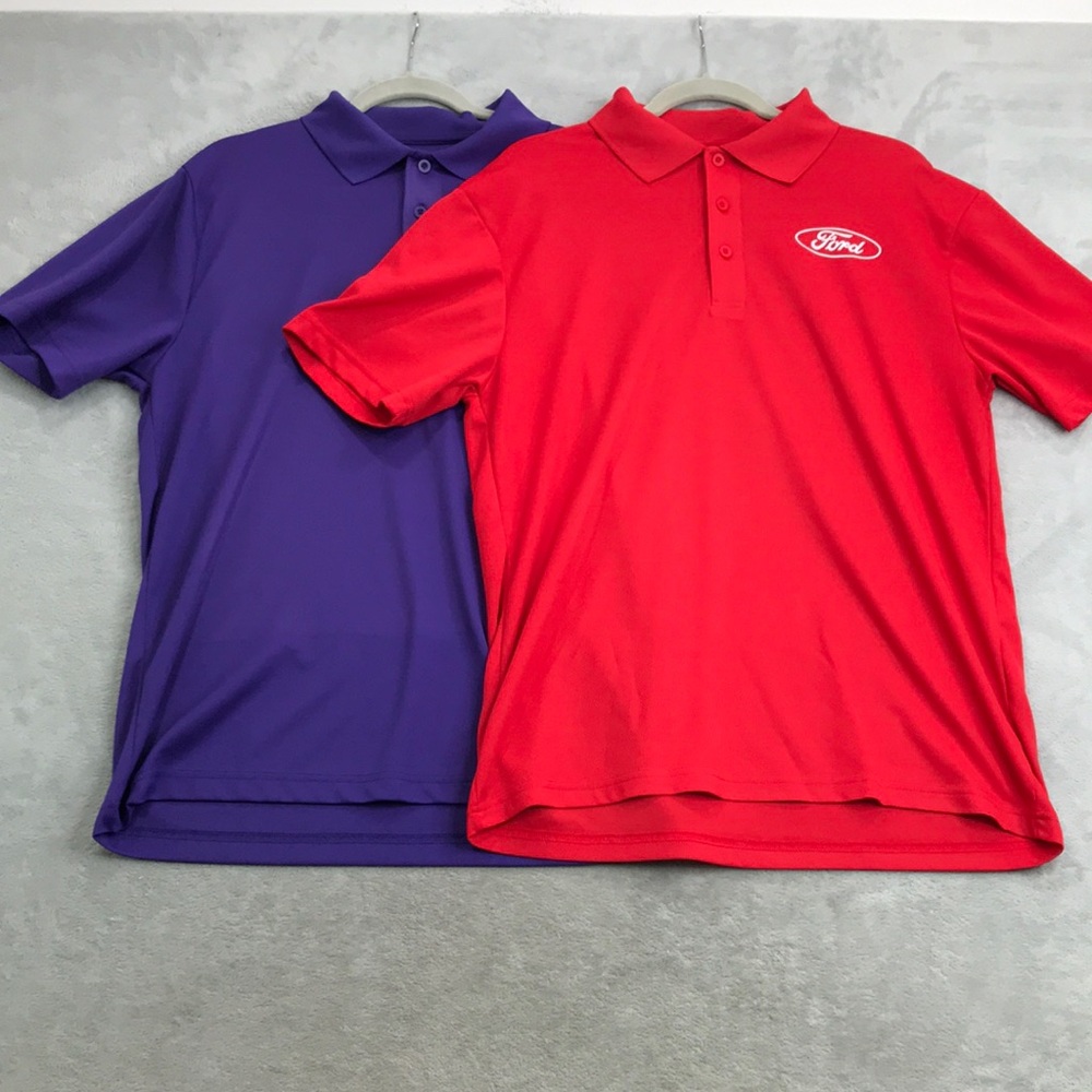 2 Ford Logo Men's Polo Shirts One Red. One Purple Size L